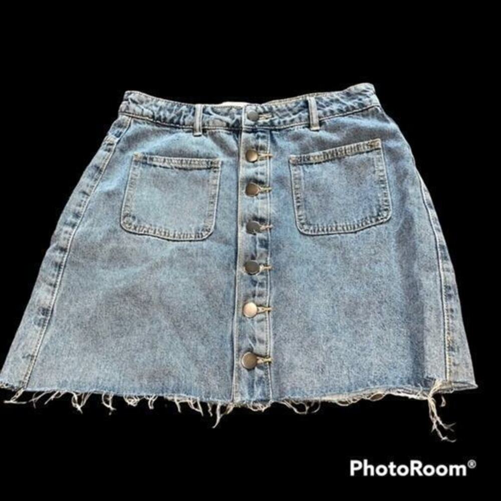 Newbury Kustom denim button up jean skirt